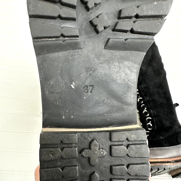 Free People Holden Tennessee Black Suede Over the Knee Lace Up Platform Boots 37 - Picture 9 of 13